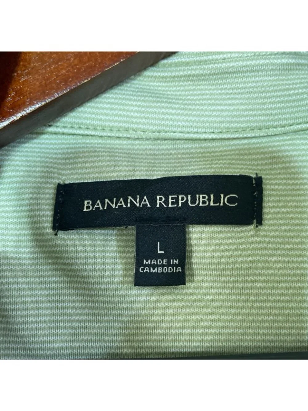 NWT Banana Republic Men's L Luxe Touch Polo Shirt Green Striped